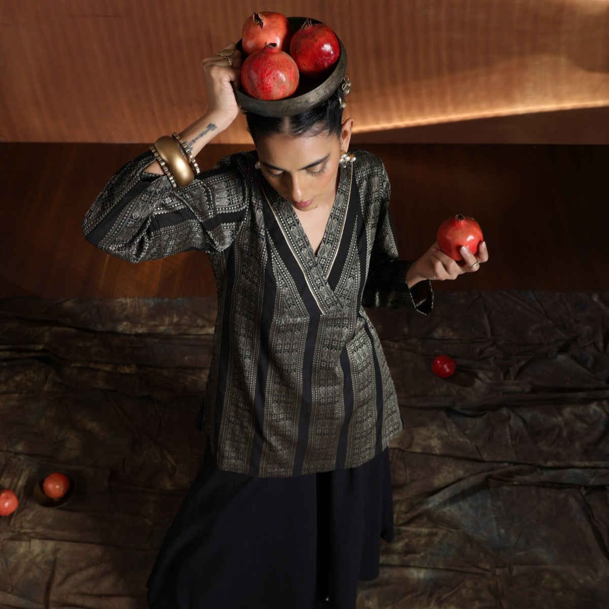 Majesty- Black short kurta with sharara