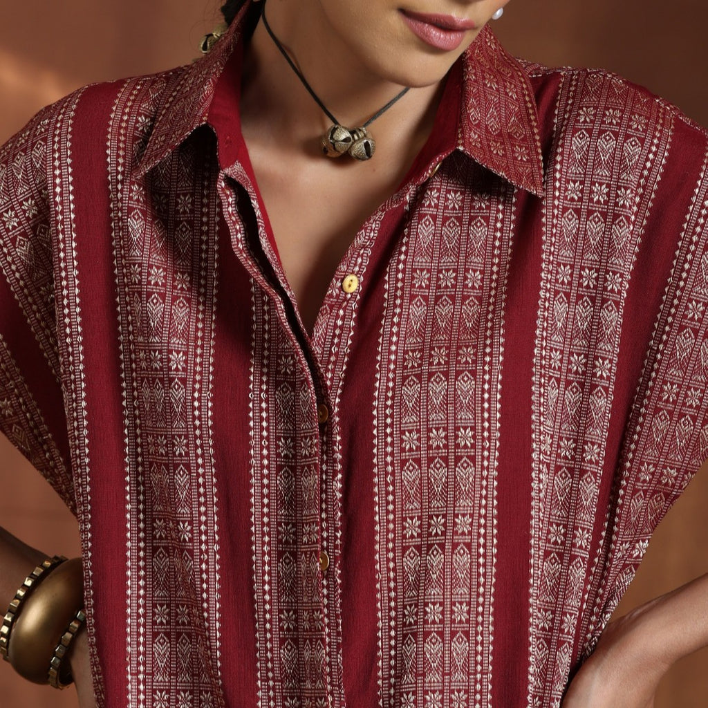 Devi- Maroon oversized tunic with pants