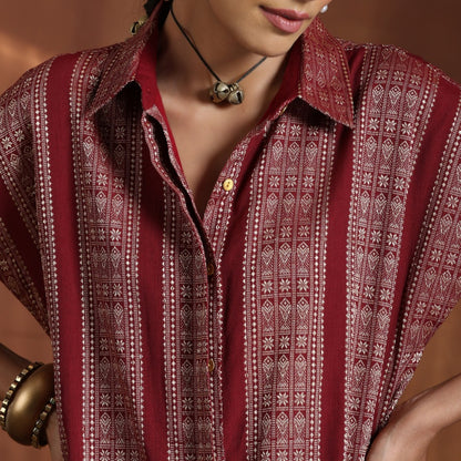 Devi- Maroon oversized tunic with pants