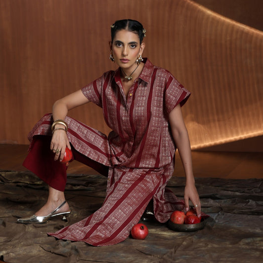 Devi- Maroon oversized tunic with pants