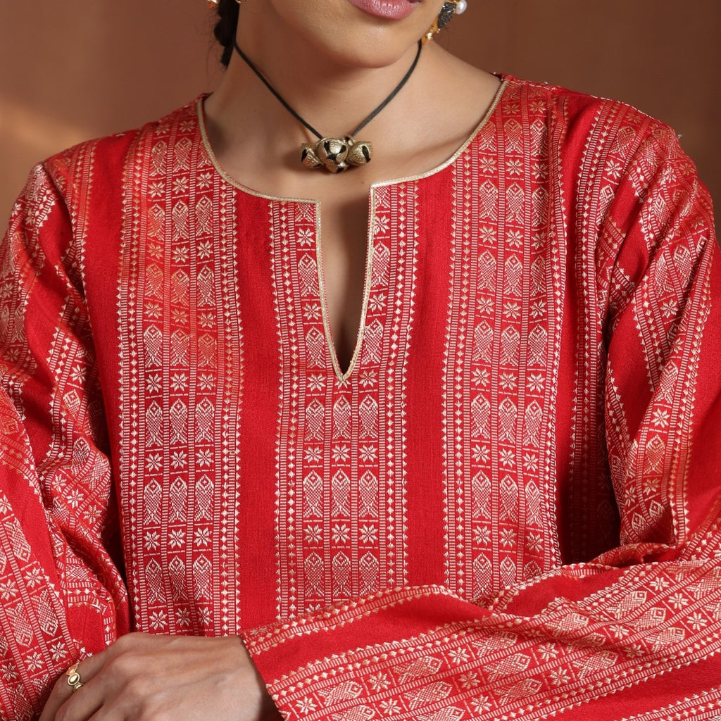 Mallika- Red short kurta with sharara