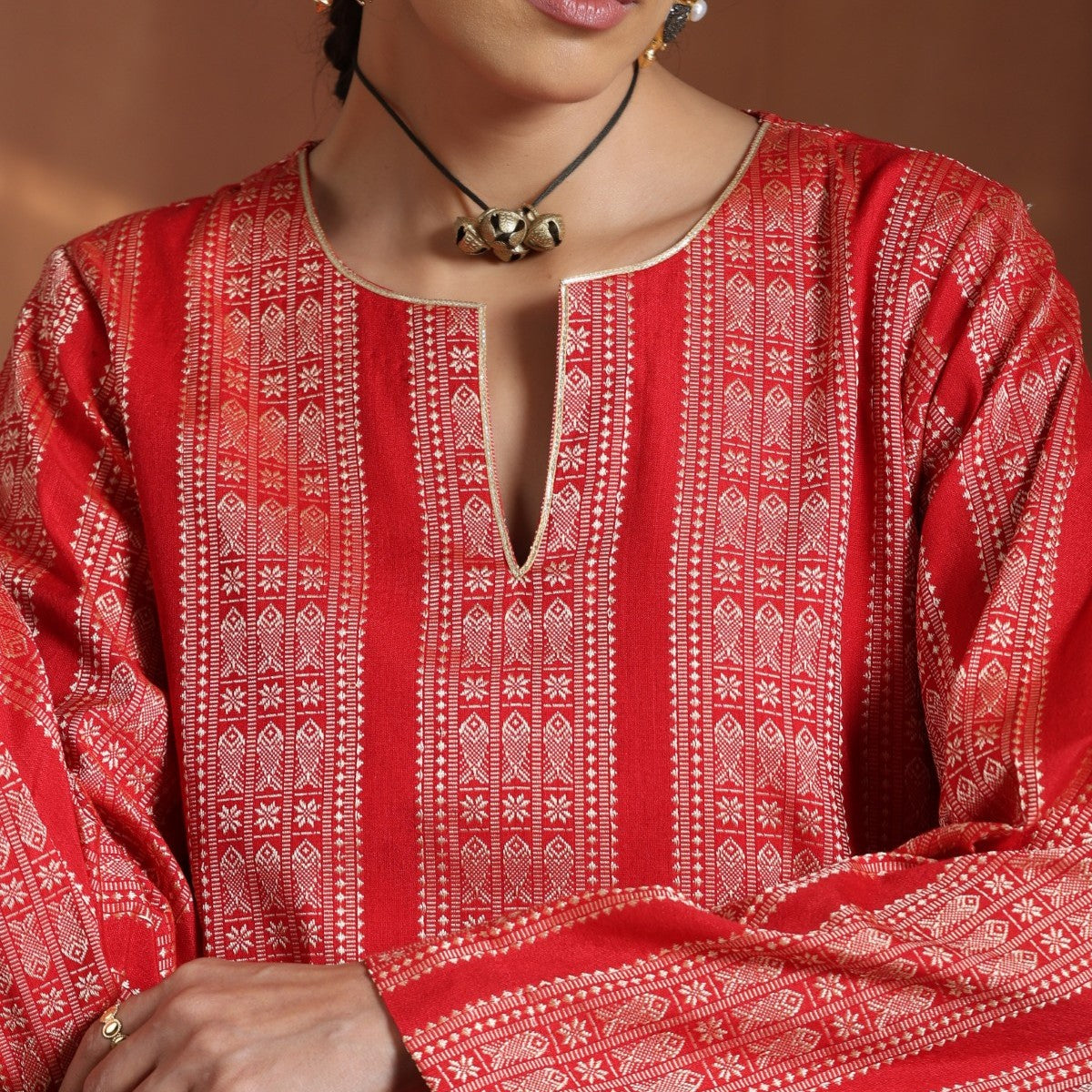 Mallika- Red short kurta with sharara
