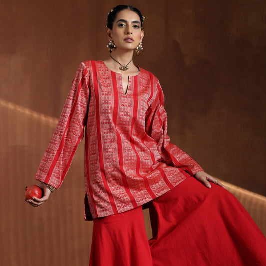 Mallika- Red short kurta with sharara