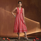 Shahzadi- Red gold sleeveless dress