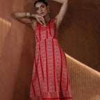 Shahzadi- Red gold sleeveless dress