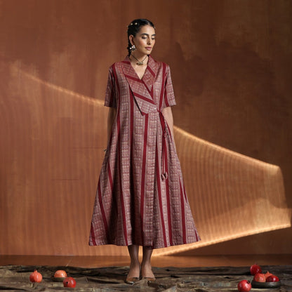 The Highness- Maroon angrakha dress