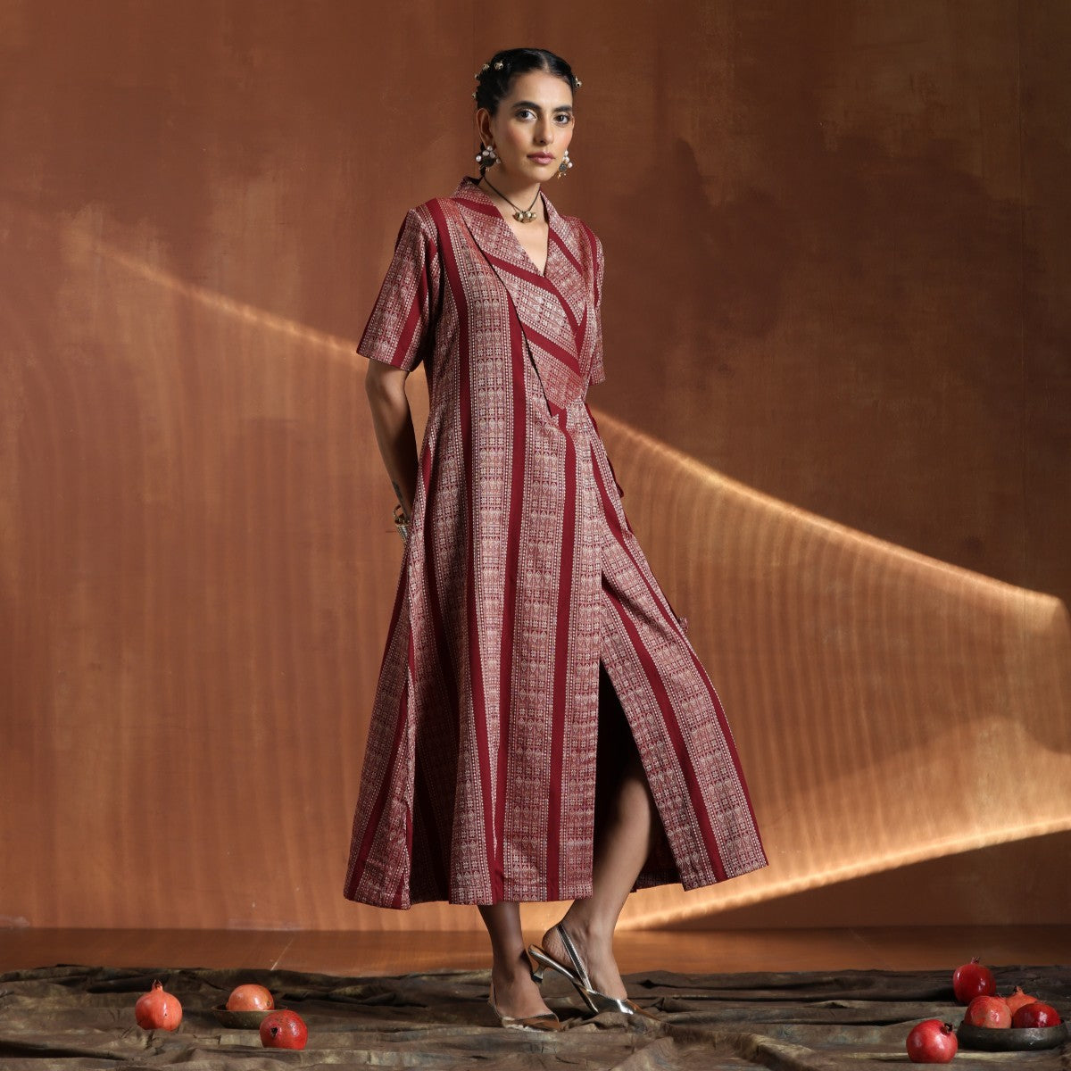 The Highness- Maroon angrakha dress