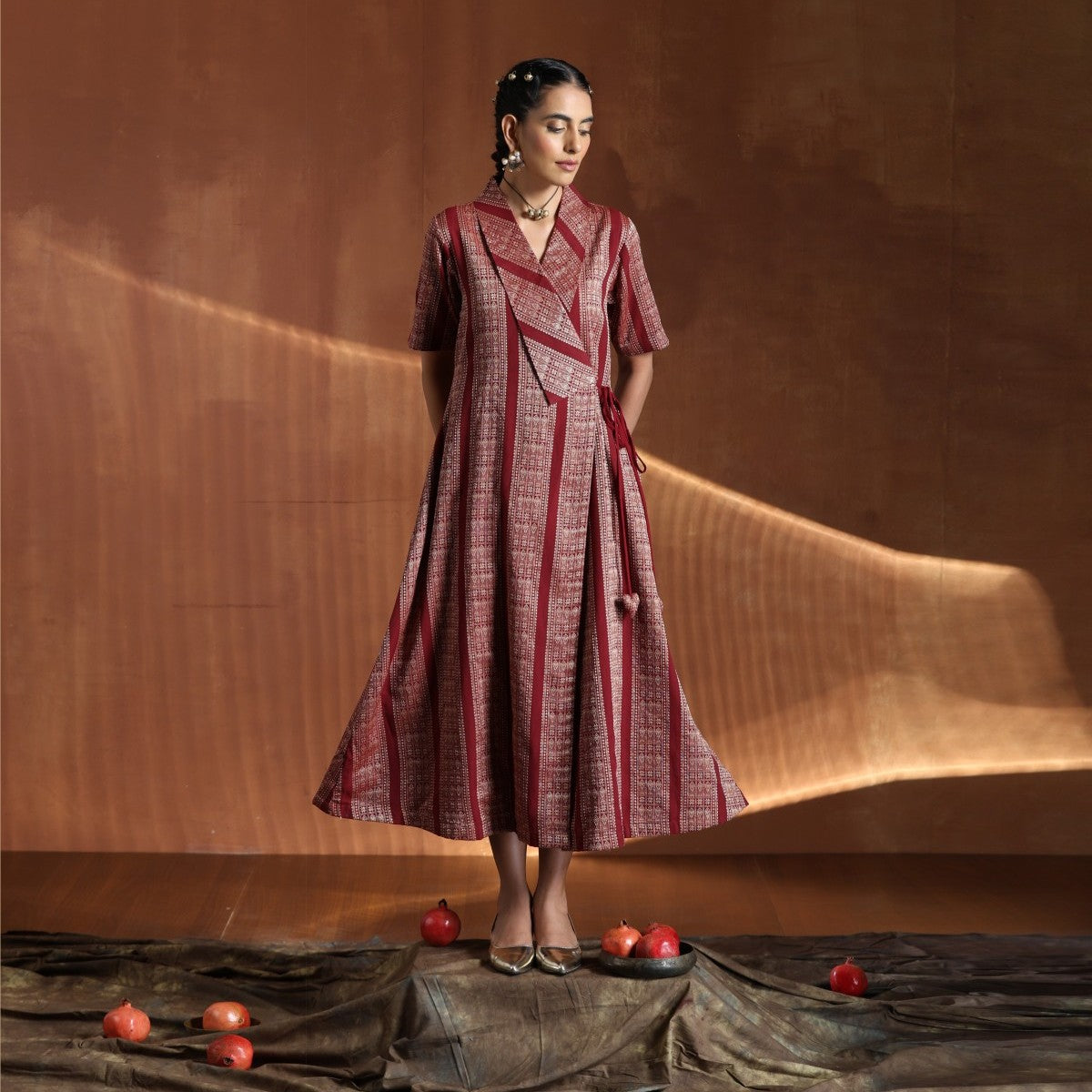 The Highness- Maroon angrakha dress