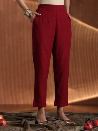The Highness Set - Maroon angrakha dress with plain maroon pants