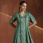 Regina- Green A line pleated dress
