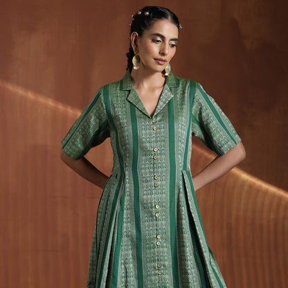 Regina- Green A line pleated dress