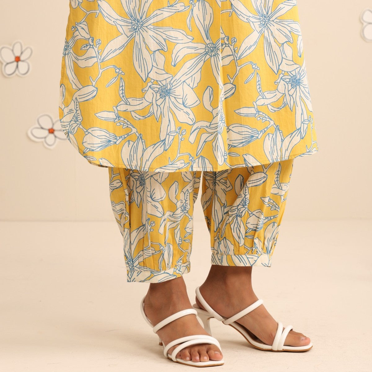 Yellow blossom kurta and pant set