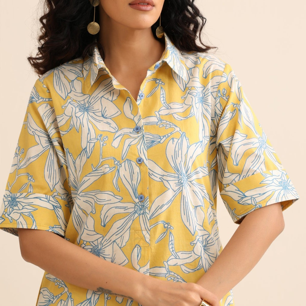 Yellow blossom kurta and pant set