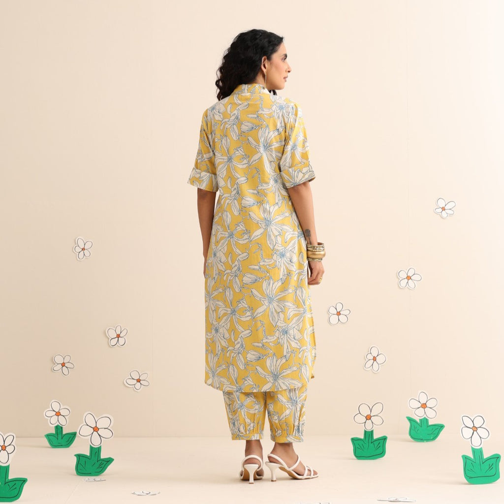 Yellow blossom kurta and pant set