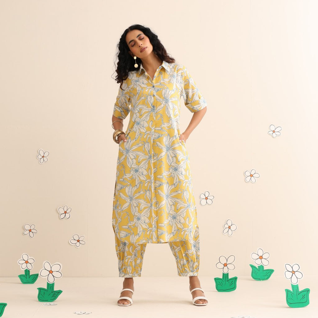 Yellow blossom kurta and pant set