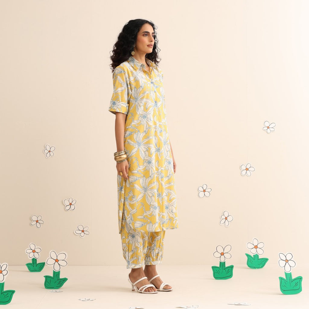 Yellow blossom kurta and pant set
