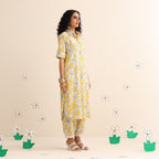 Yellow blossom kurta and pant set