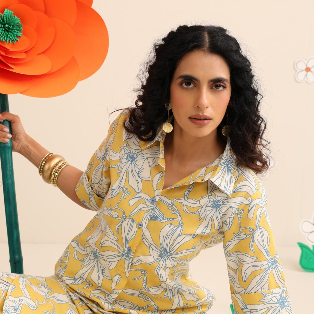 Yellow blossom kurta and pant set