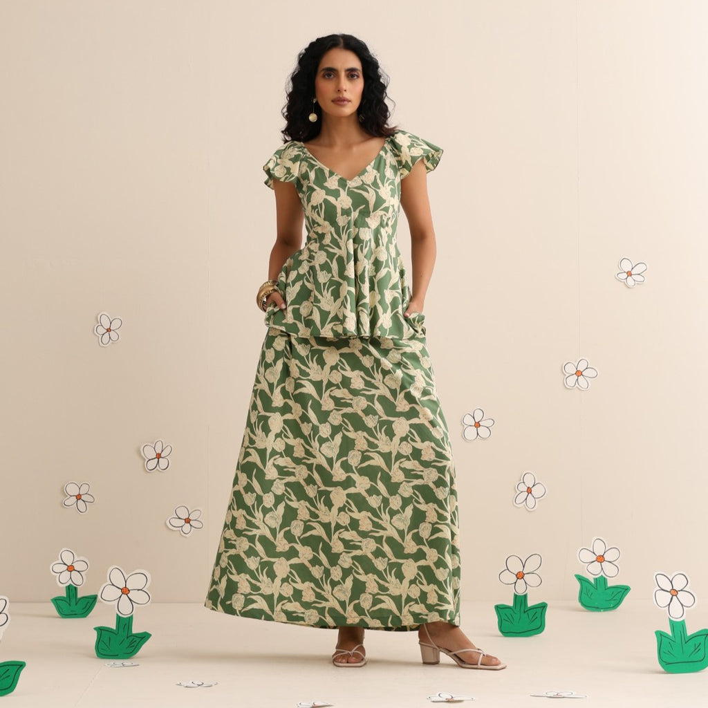 Wild greens skirt and top set