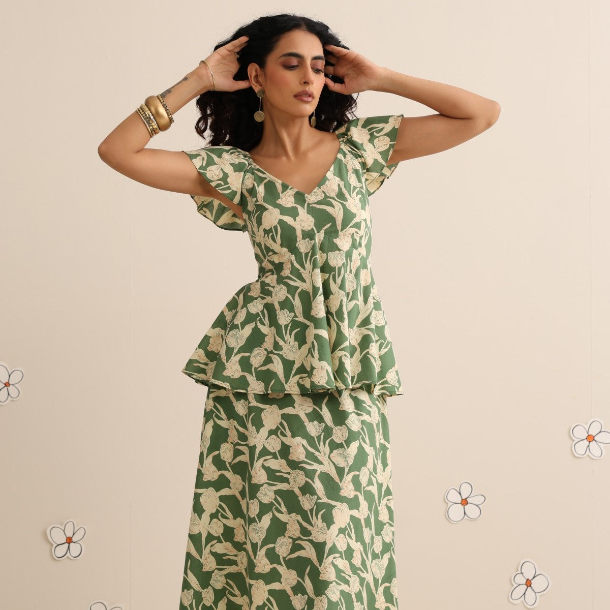 Wild greens skirt and top set