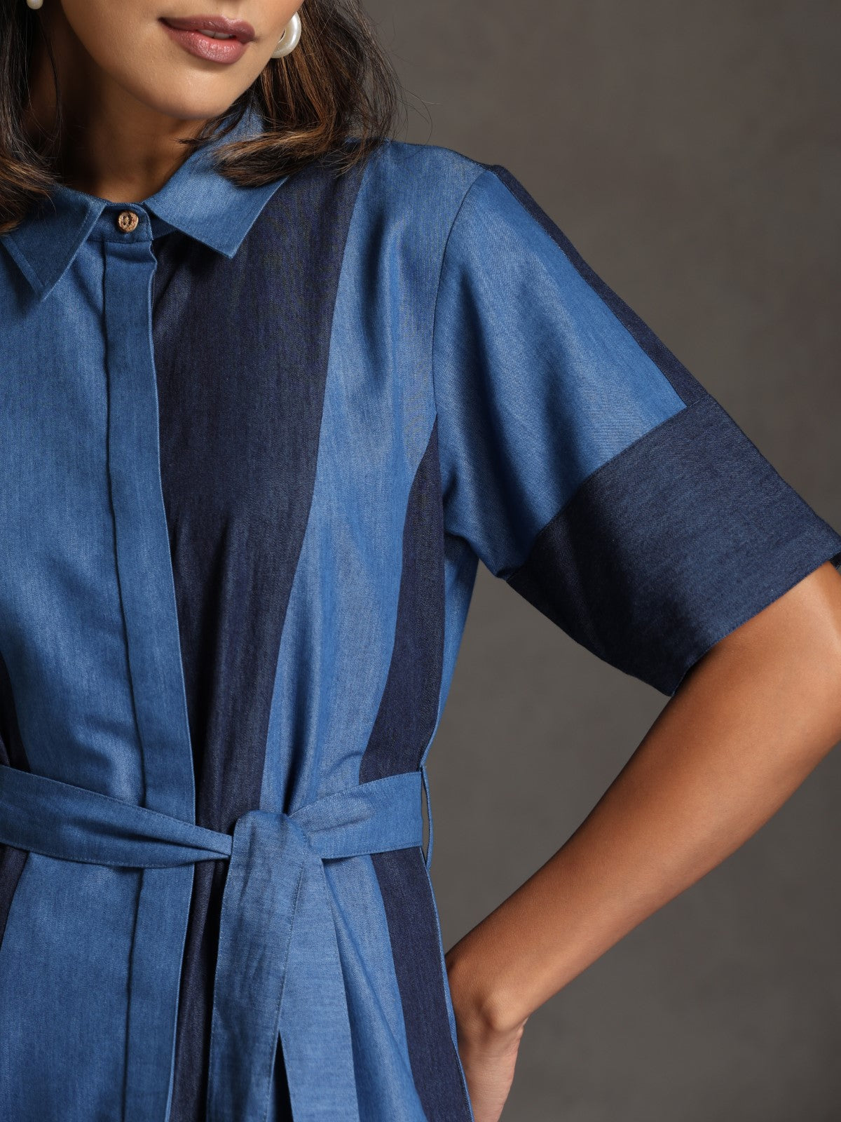 Wander- Denim patchwork dress