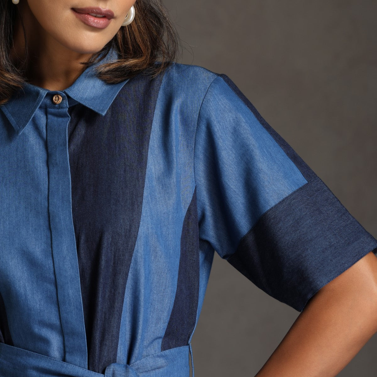 Wander- Denim patchwork dress