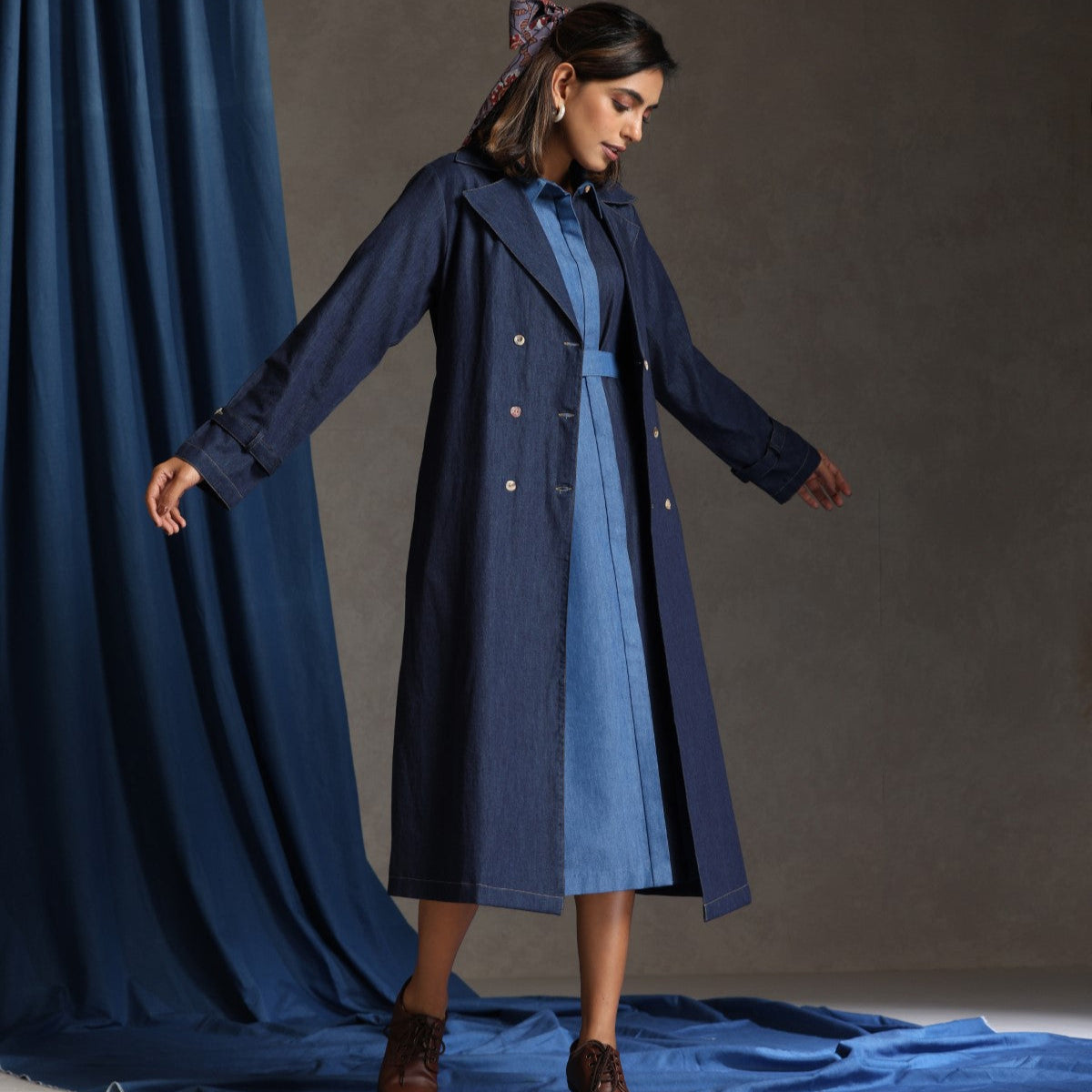 Wander- Denim patchwork dress