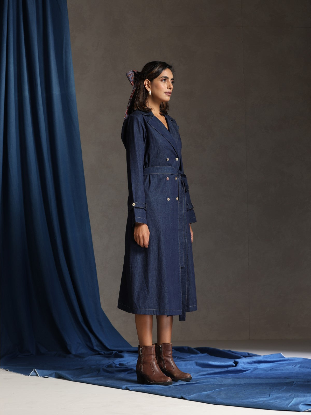 Nomad- Jacket/ Coatdress with fabric tie up belt