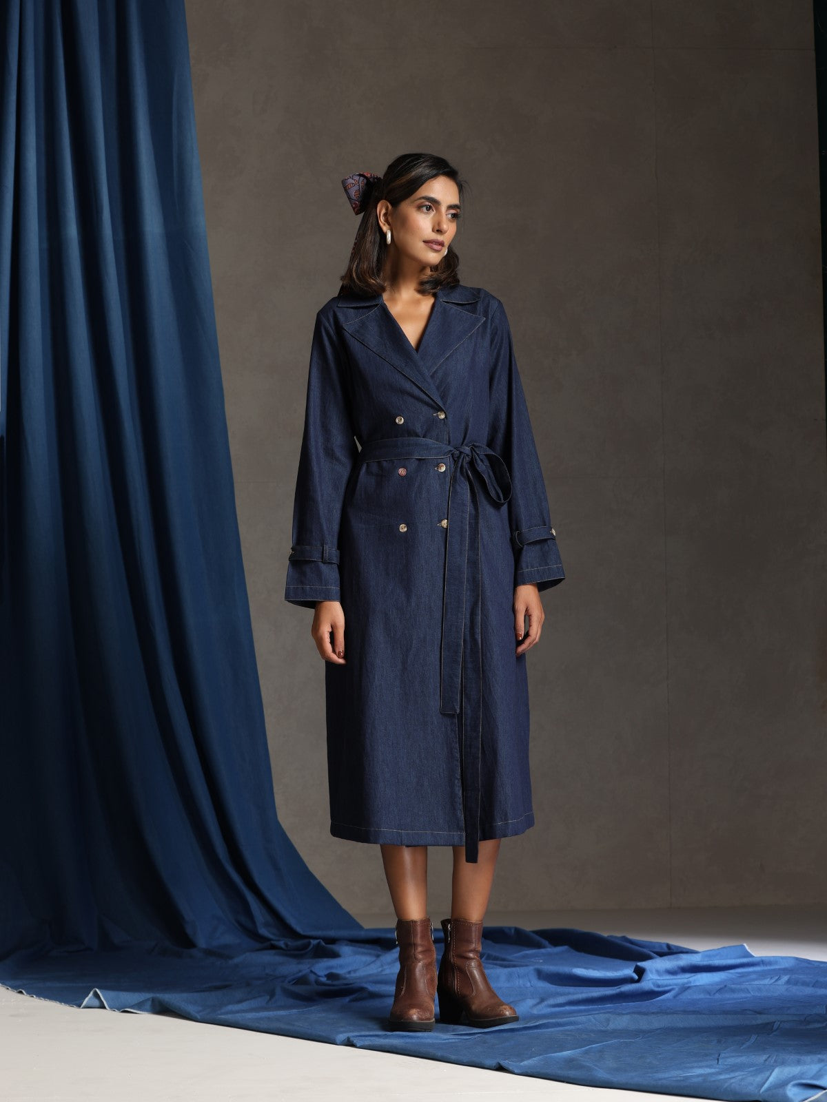 Nomad- Jacket/ Coatdress with fabric tie up belt