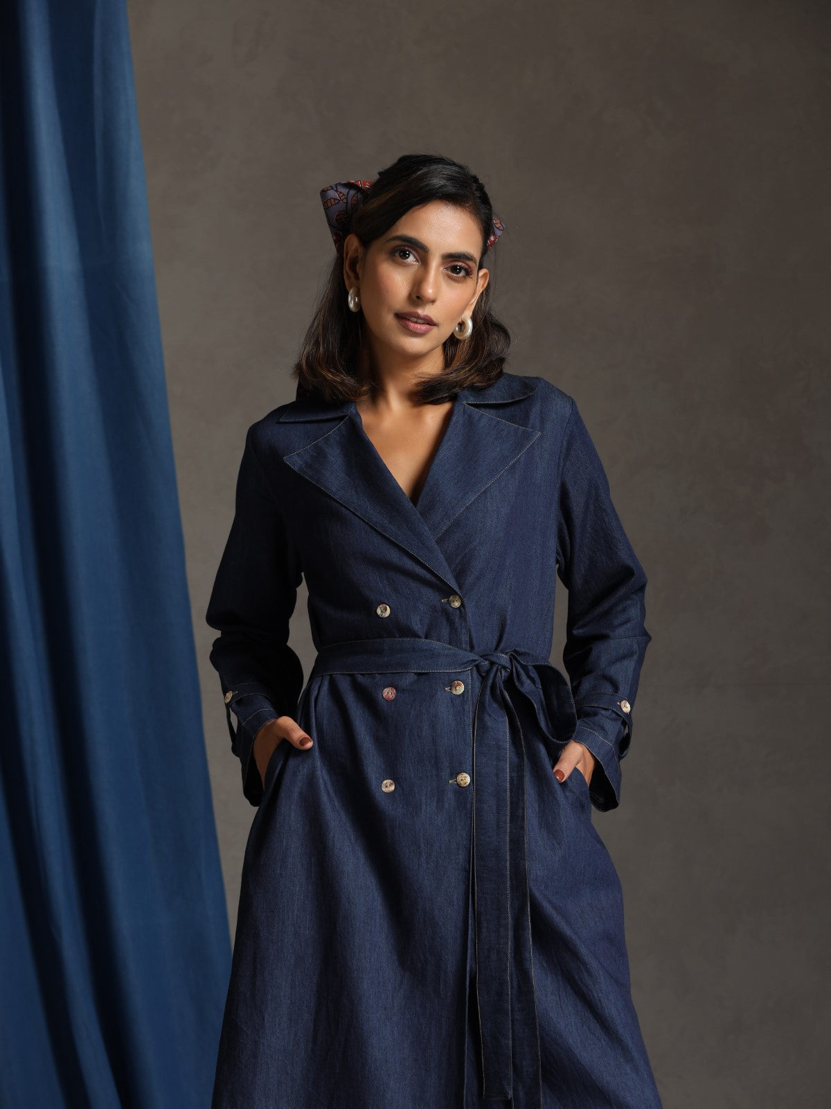 Nomad- Jacket/ Coatdress with fabric tie up belt