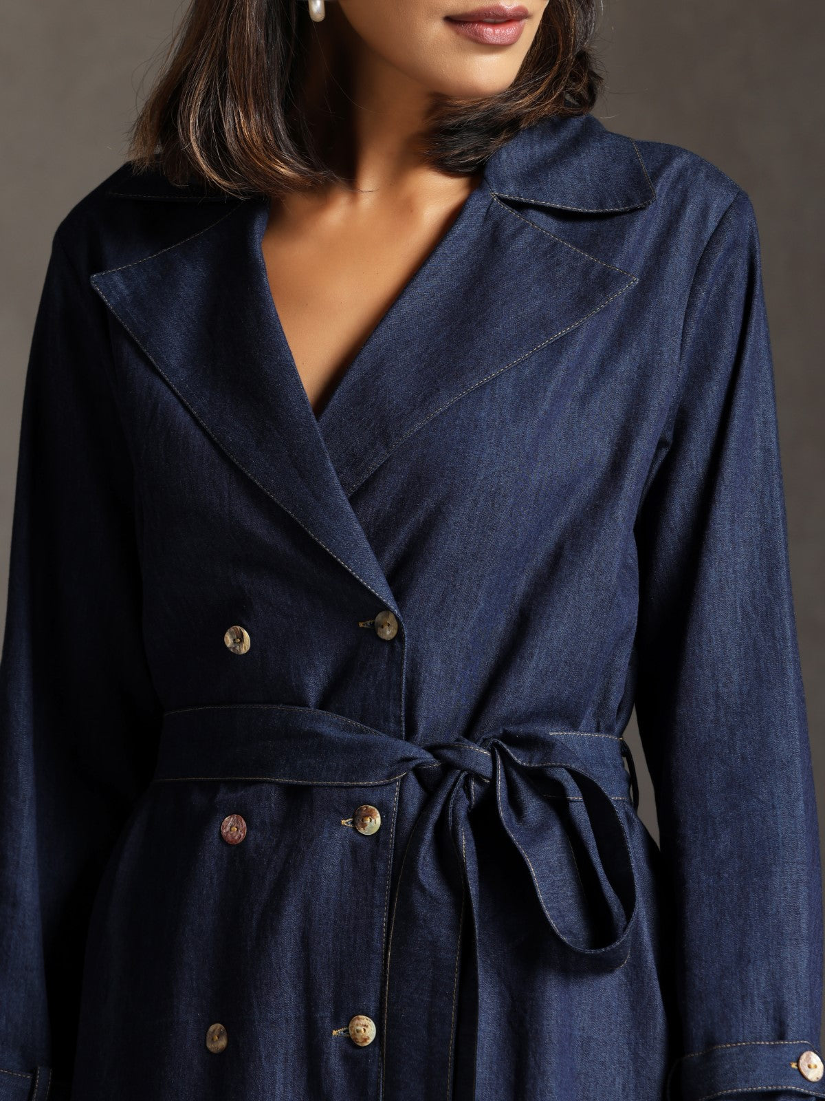 Nomad- Jacket/ Coatdress with fabric tie up belt