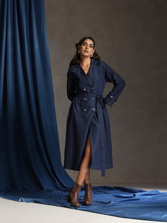 Nomad- Jacket/ Coatdress with fabric tie up belt