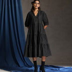 Runway- Charcoal denim tiered dress
