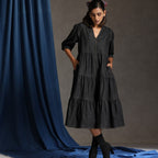 Runway- Charcoal denim tiered dress