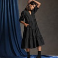 Runway- Charcoal denim tiered dress