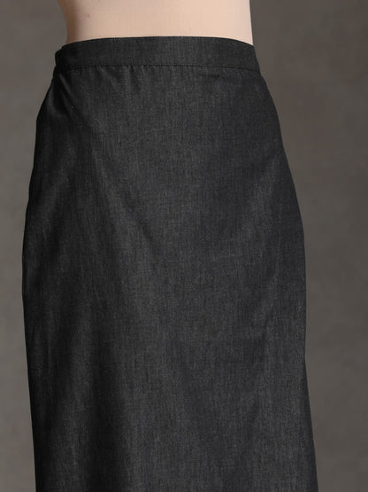 Edge- Charcoal denim skirt set