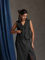 Edge- Charcoal denim skirt set