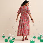 Scarlet crush pleated maxi dress