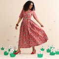 Scarlet crush pleated maxi dress