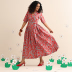 Scarlet crush pleated maxi dress