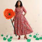 Scarlet crush pleated maxi dress