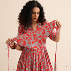 Scarlet crush pleated maxi dress