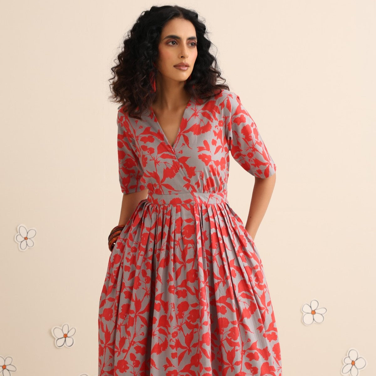 Scarlet crush pleated maxi dress