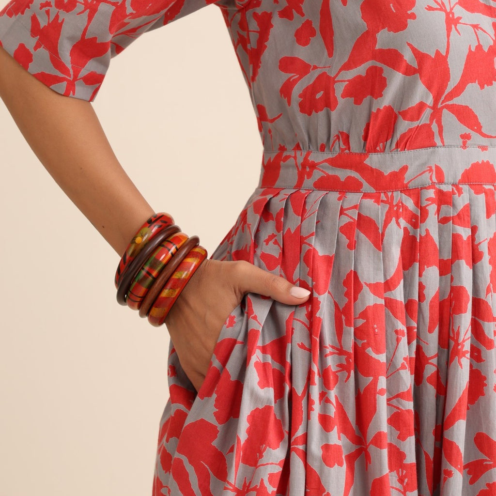 Scarlet crush pleated maxi dress