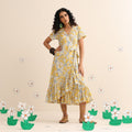 Yellow blossom wrap dress