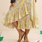 Yellow blossom wrap dress