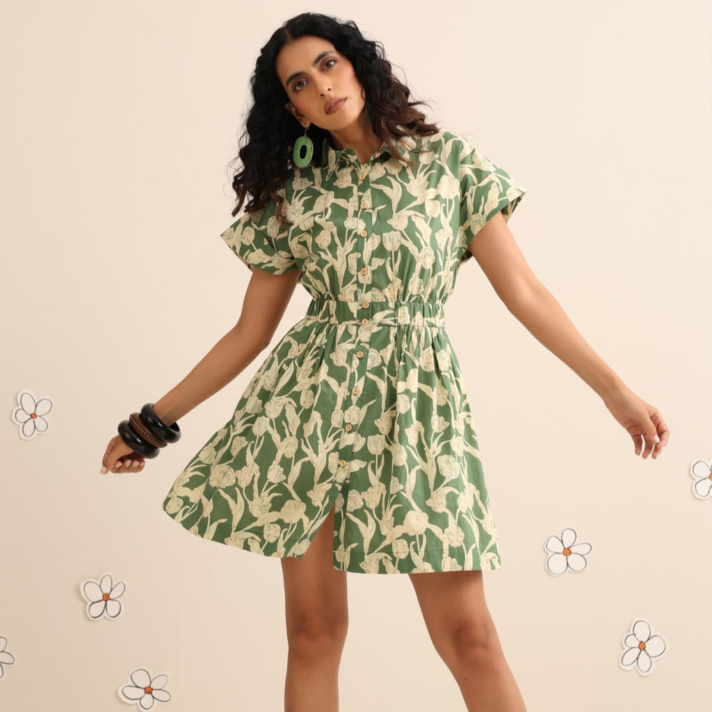Wild greens short dress