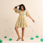 Yellow blossom short dress