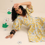 Yellow blossom short dress
