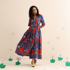 Midnight garden pleated maxi dress
